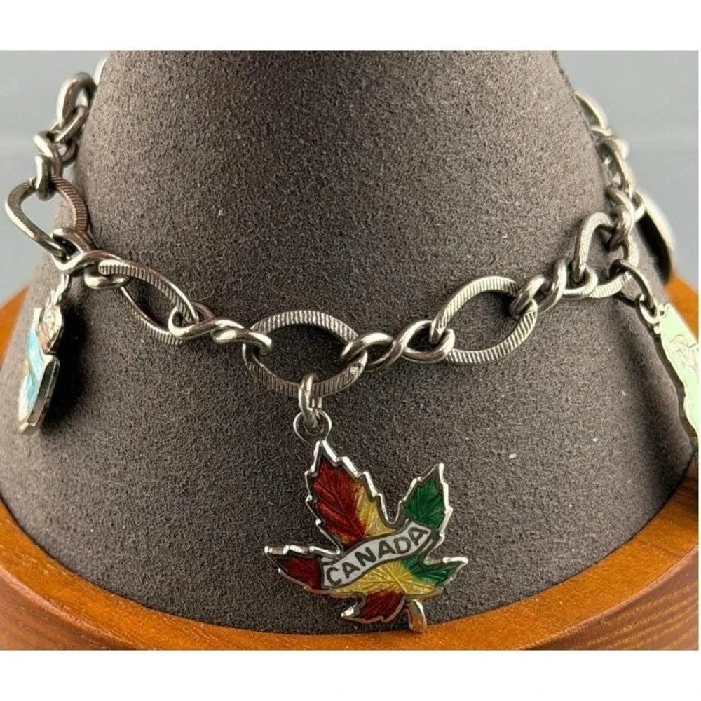 Vintage Canadian Sterling Charm Bracelet with Vintage Charms